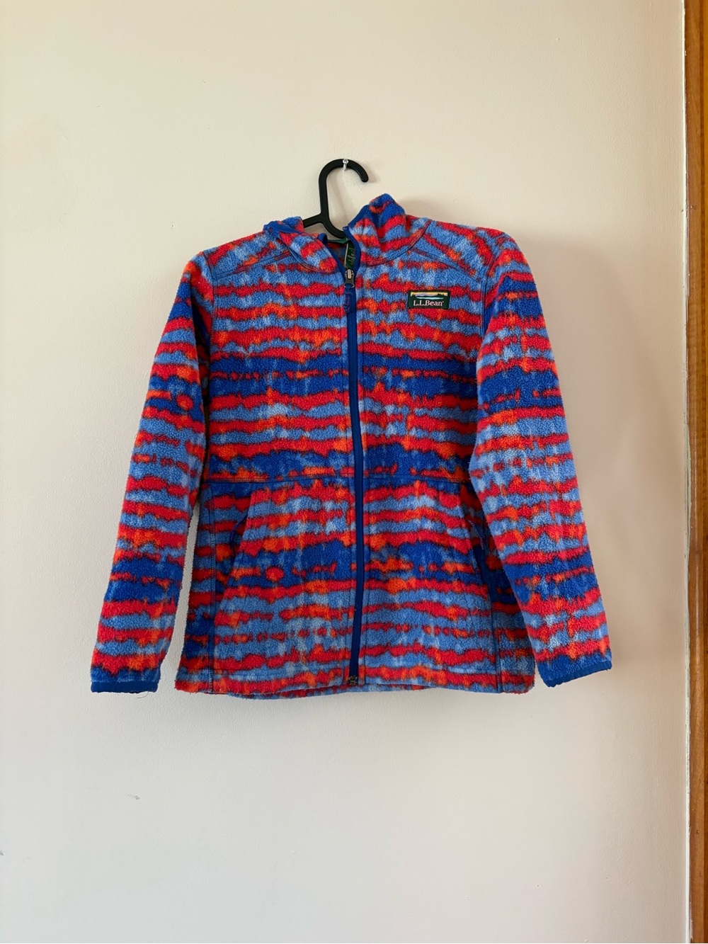 L.L. Bean Blue & Red Kids' Patterned Fleece Jacket